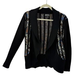 Angel Apparel Artsy Black Floral Cocoon Cardigan XL Shrug